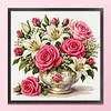 Lily Rose Vase Full 18CT 2 Strands DIY Stamped Cross Stitch Kits for Beginners Adults Home Wall Decor Cross Stitch Art and Crafts Kits 25x25cm