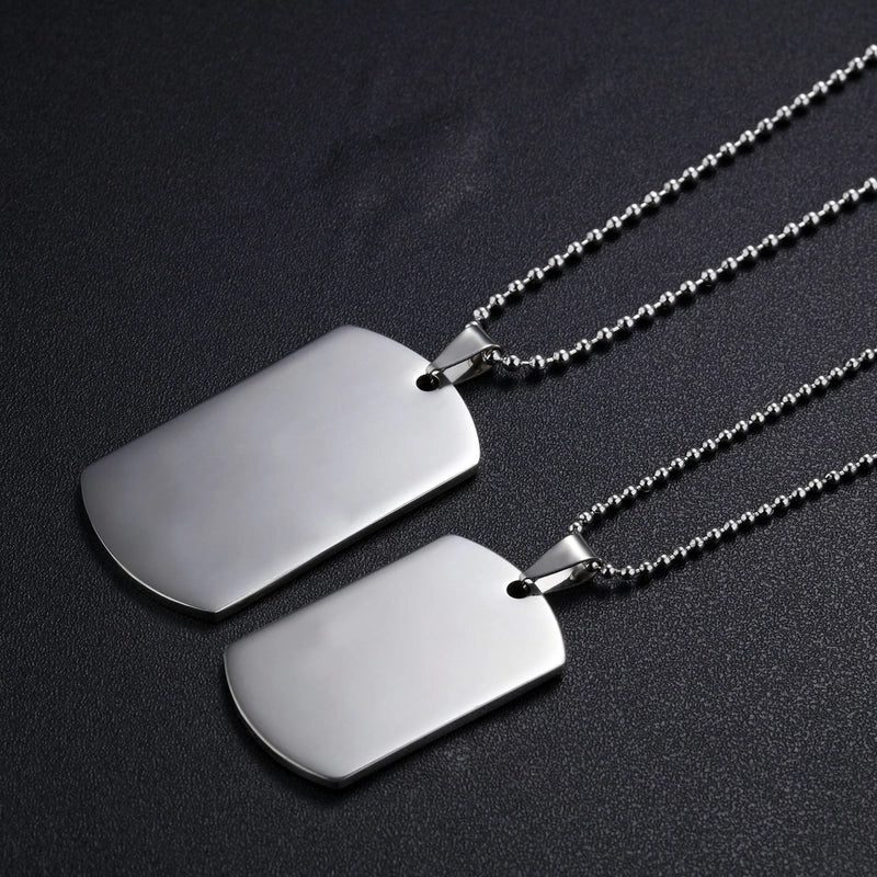 Minimalist Dog Tags Titanium Steel Men's Pendant Necklace Men Pendant Necklaces