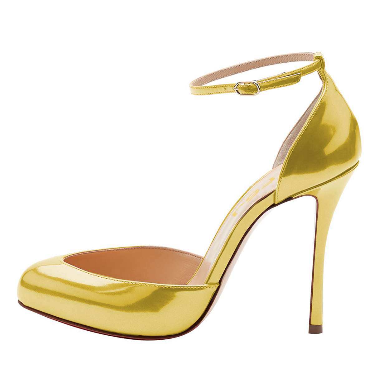Gold Metallic High Heels Ankle Strap LowCut Pumps for WomenFSJshoes