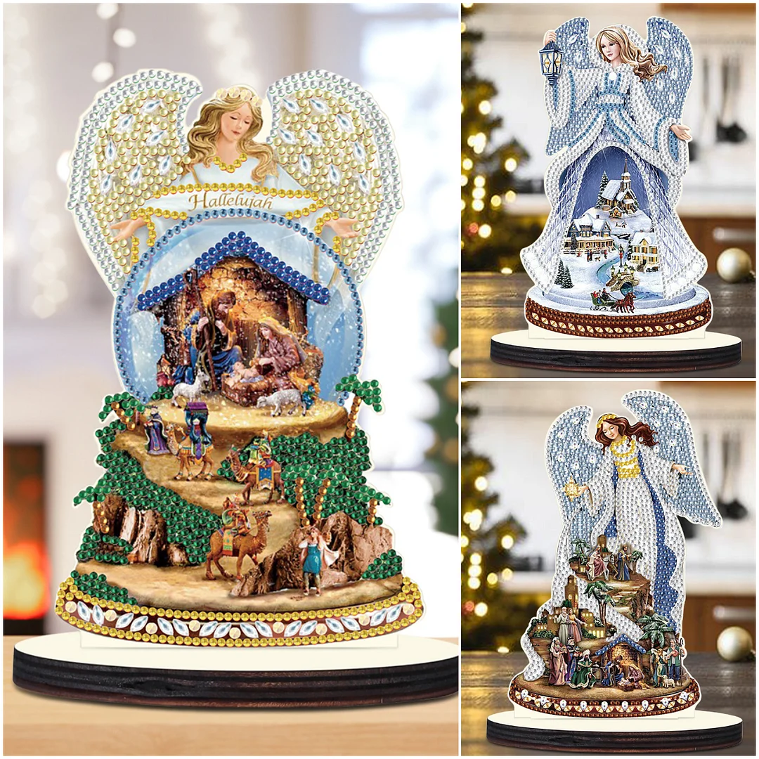 DIY Christmas Angel Desktop Diamond Painting Ornament