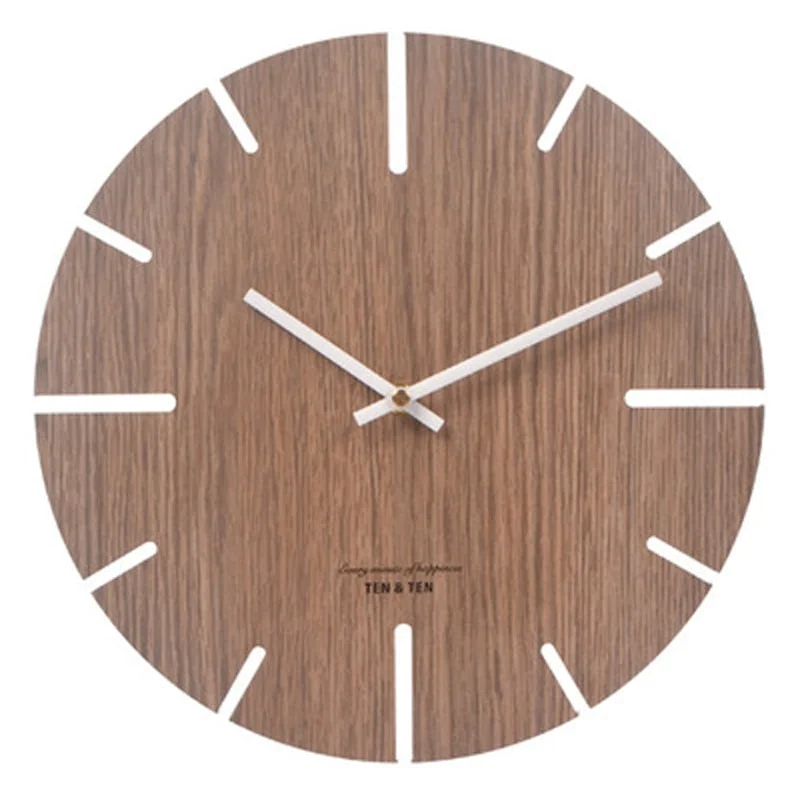 Wooden 3D Wall Clock Modern Design Nordic Brief Living Room Decoration Kitchen Clock Art Hollow Wall Watch Home Decor 12 inch
