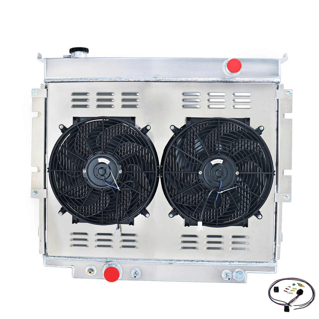 4 row Aluminum Radiator+Shroud Fan For 1983-96 FORD F-250 F350 F59 7.3L V8 Diesel