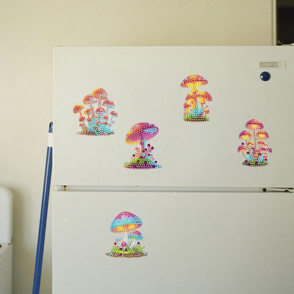 6pcs DIY Mushroom Special Shape Diamond Painting Fridge Magnet for Adults Kids Beginners