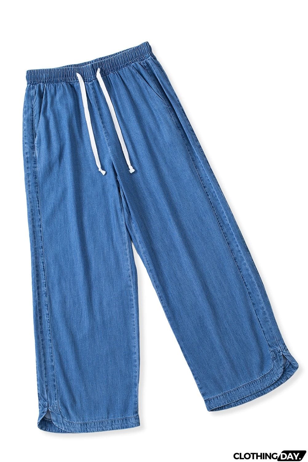 Wide Leg Drawstring Waist Loose Pants