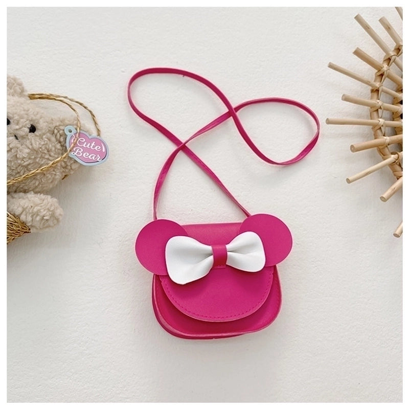 Women’s Small Pu Leather Solid Color Bow Knot Cute Round Flip Cover Crossbody Bag