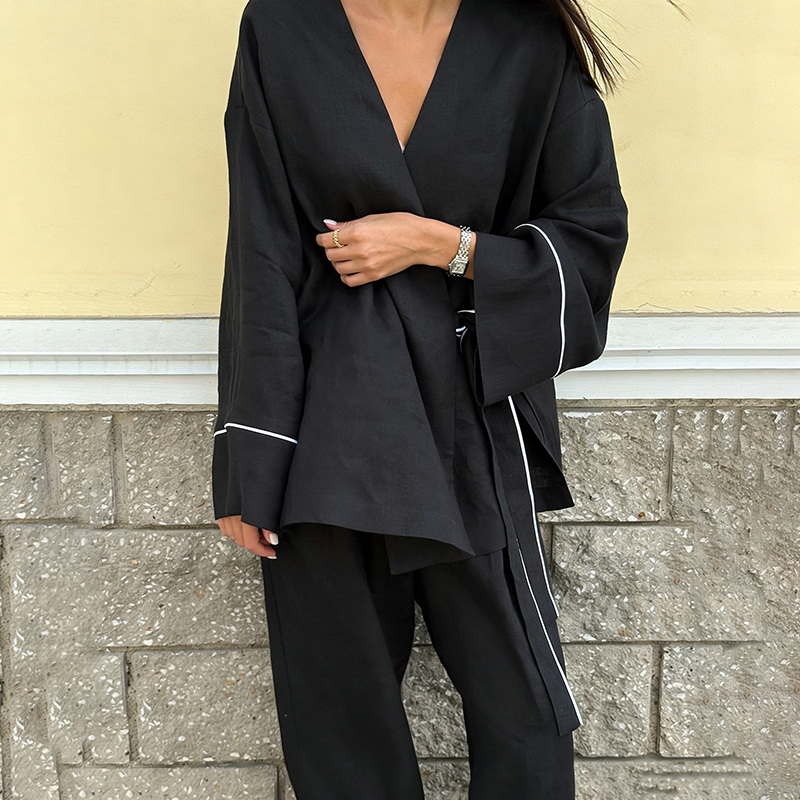 Women's Elegant Cardigan And Casual Pants Two-piece Set elevenforest