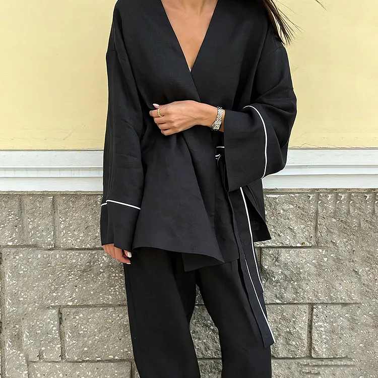 Women's Elegant Cardigan And Casual Pants Two-piece Set