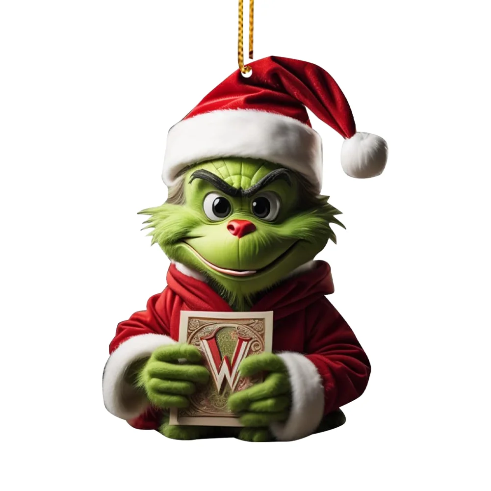 Christmas Acrylic Grinch Xmas Tree Hanging Ornament Hanging Green Monster Decor