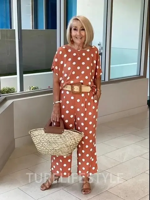 Vacation Two Piece Set BOHO Outfits Set Small Polka Dot Two-piece Set