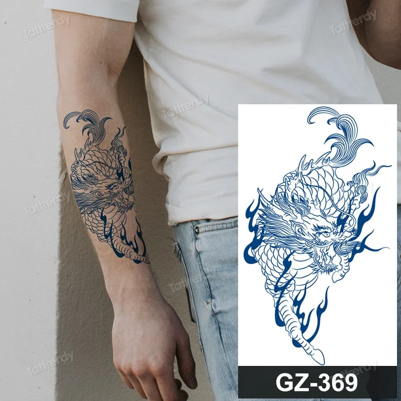Juice Ink Lasting Waterproof Temporary Tattoo Sticker Dragon Snake Totem Tattoos Sun Wing Body Art Arm Fake Tatoo Women Men
