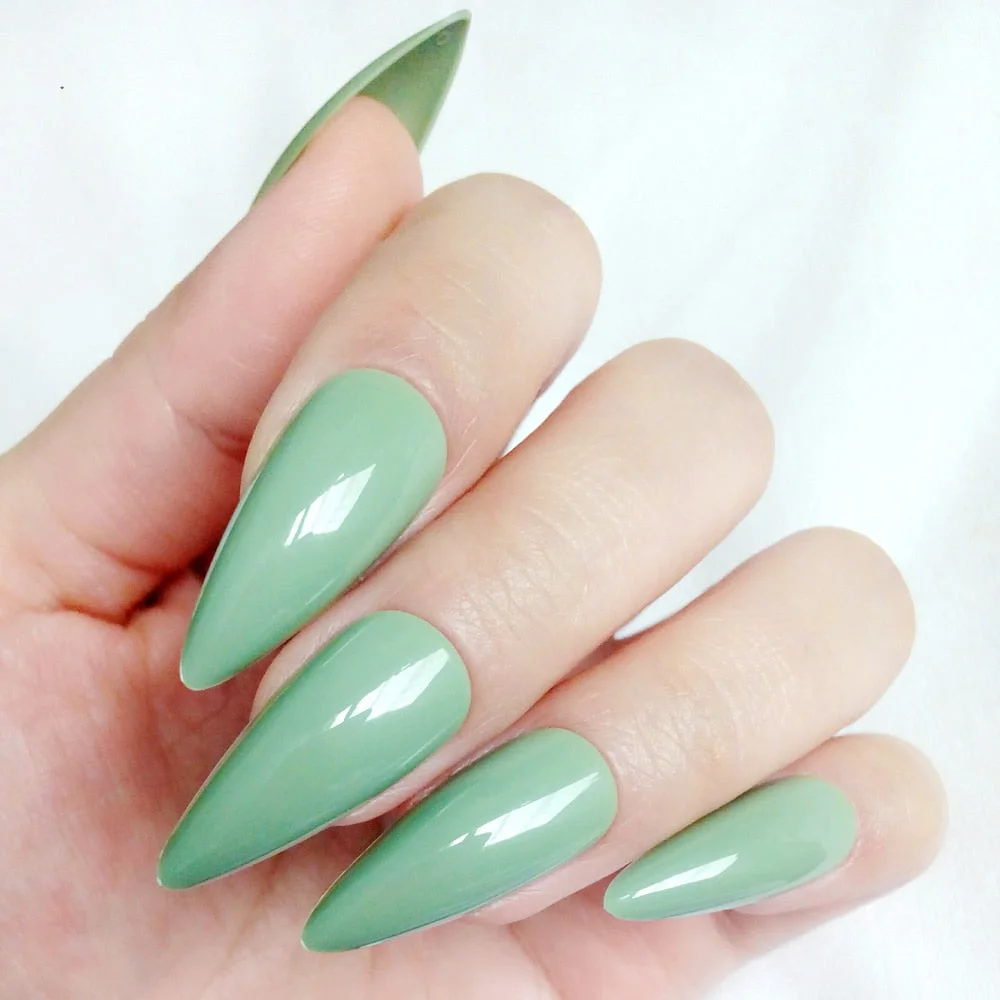 24Pcs Shiny Dark Brown Artificial Fake Nails Long Stiletto False Nails For Design DIY Lady Finger Tips Manicure Tool-Nail Inspo