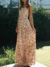 Floral-Print Backless Sleeveless Maxi Dress