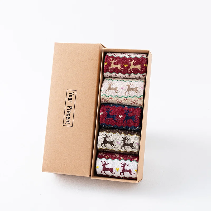 Christmas Socks 5 Pics Set Gift Box