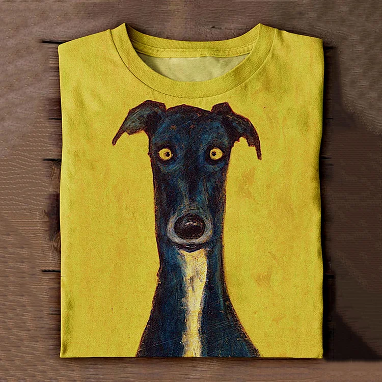 Dog Print Crew Neck Short Sleeve T-Shirt