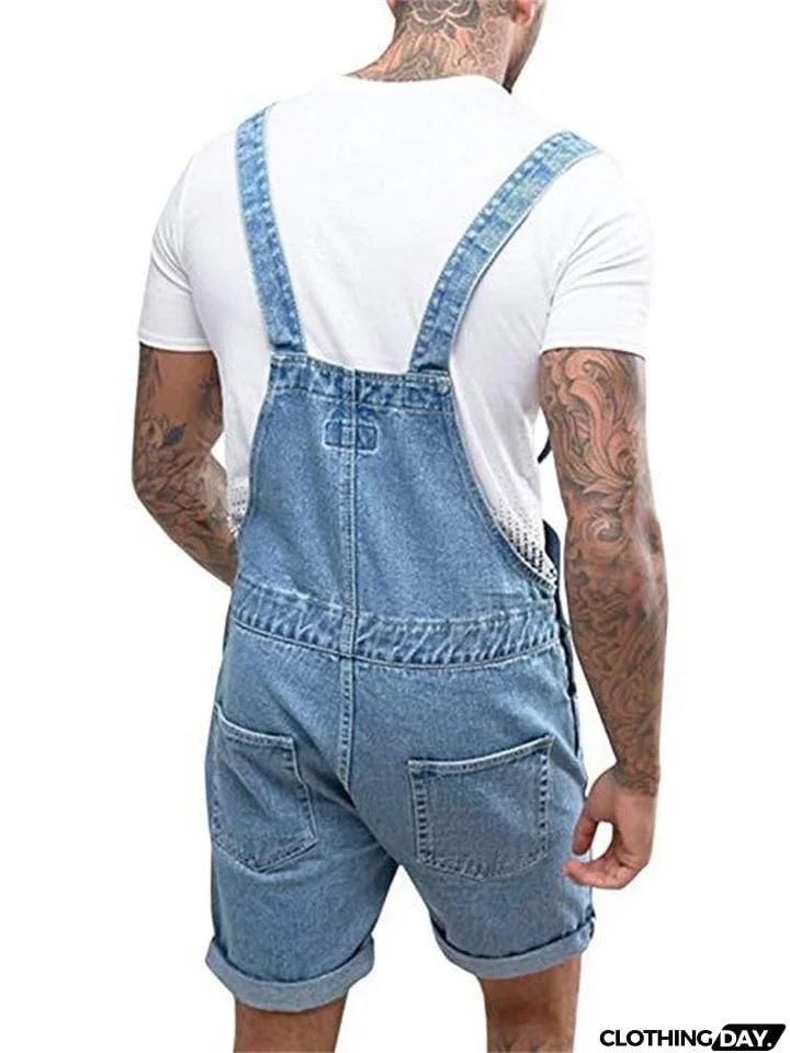 Retro Casual Bib Denim Jumpsuit