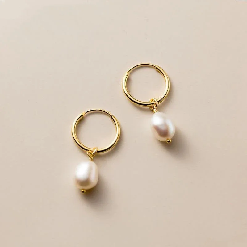Freshwater Pearl Hoop Earrings