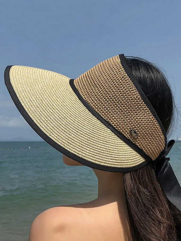 Solid Color Sunscreen Straw Woven Breathable Foldable Cap