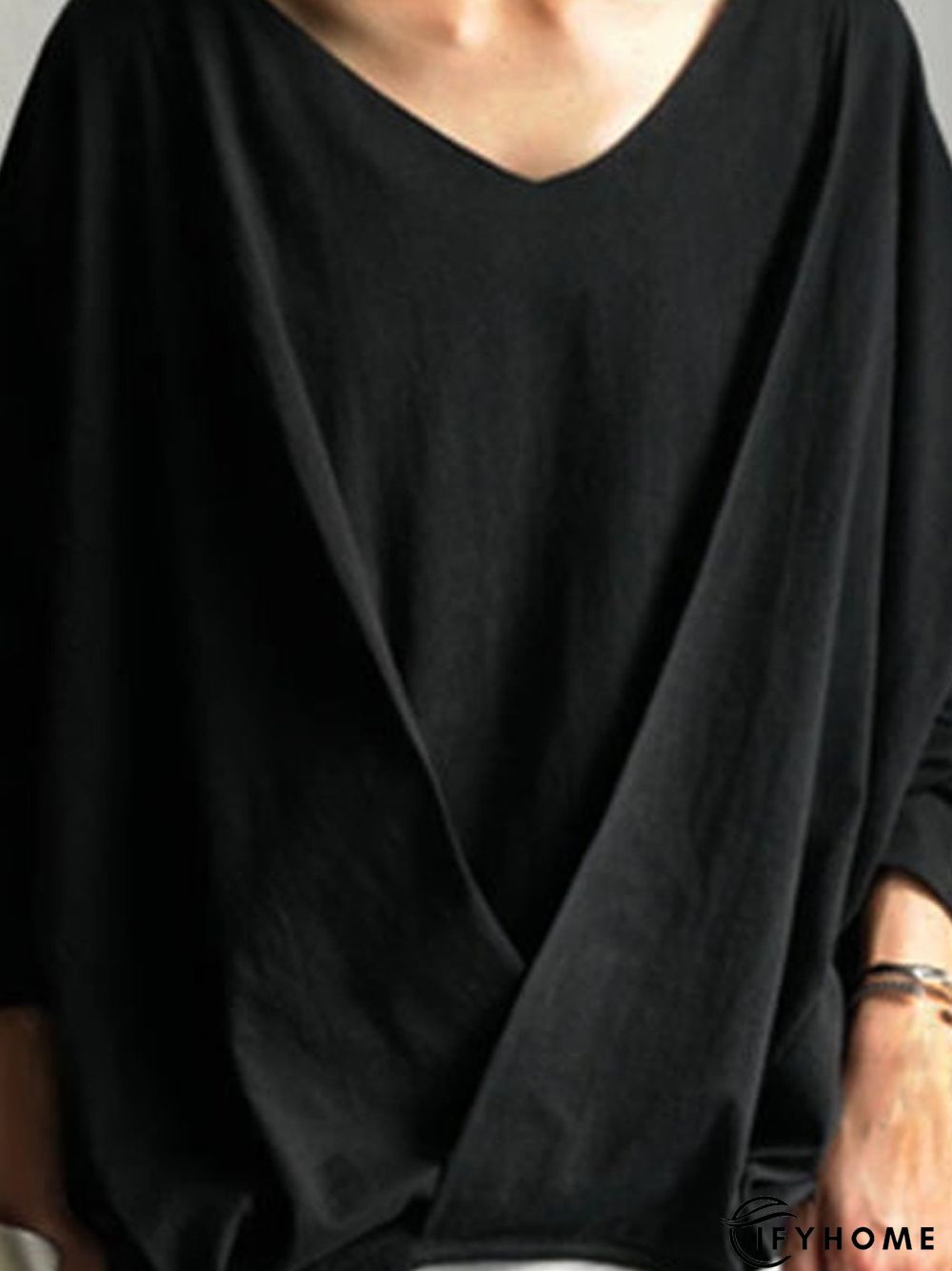 Long Sleeve Crew Neck Plain Tunic T-Shirt | IFYHOME