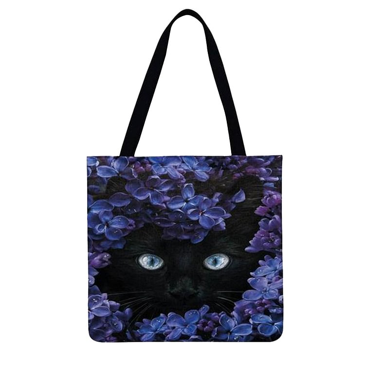 Linen Tote Bag - Animals In Flowers