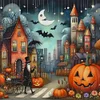 (Multi-Style) Halloween House-11CT Stamped Cross Stitch 50*50cm/19.69*19.69in