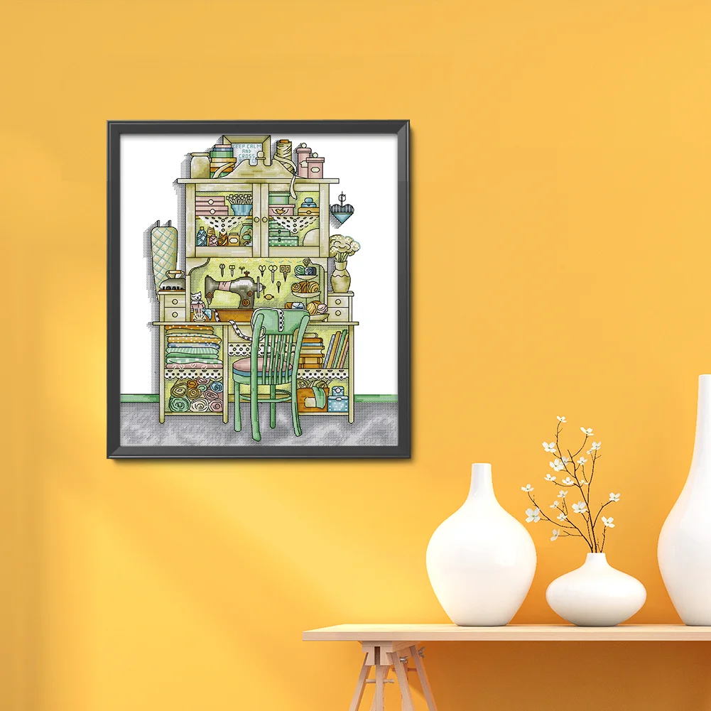 Embroidery Cotton Thread 14CT Print Handmade Sewing Cabinet Cross Stitch 38x43cm