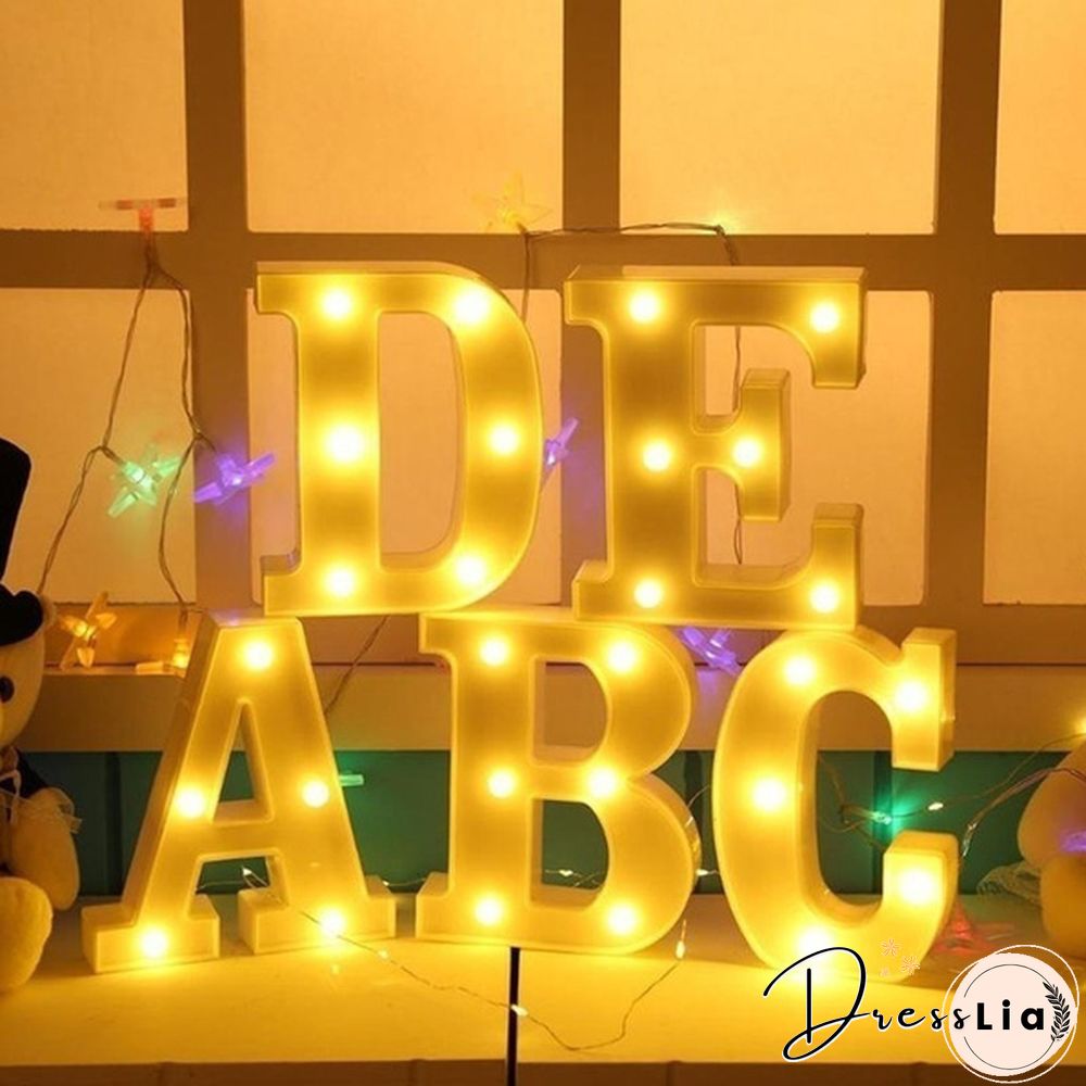26 Letter LED Lights Luminous Number 0-9Lamp Wedding Birthday Christmas Decoration Decoration Battery Night Light Party Bedroom