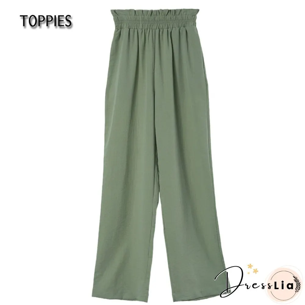 Toppies Women Two Piece Set Casual Shirt Office Lady Long Sleeve Blouse Chic Elastic Waist