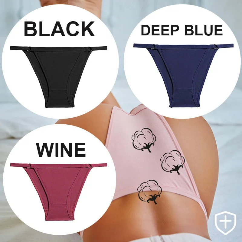 FINETOO 3PC/Set Women's Cotton Panties Underwear Metal Buckle Briefs M-2XL Female Underpant Low Waist Woman Sexy Panty Lingerie