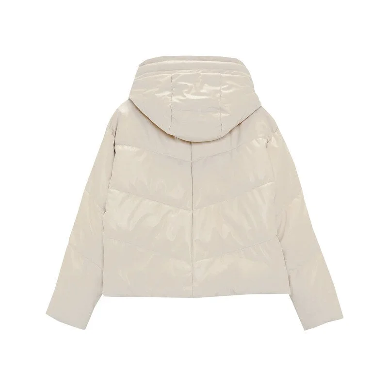 FTLZZ Autumn Winter Women Hooded Zipper Black Faux Leather Cotton Coat Casual Female Thick Warm Short Jacket Windproof Outwear