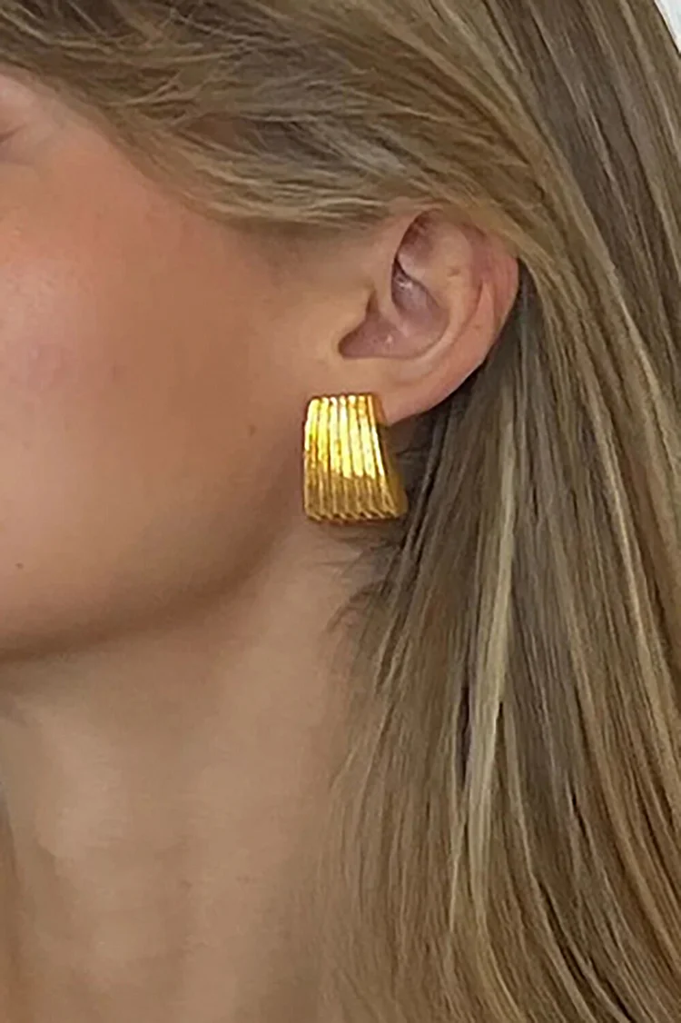 Striped Textured Alloy Metal Geometric Stud Earrings