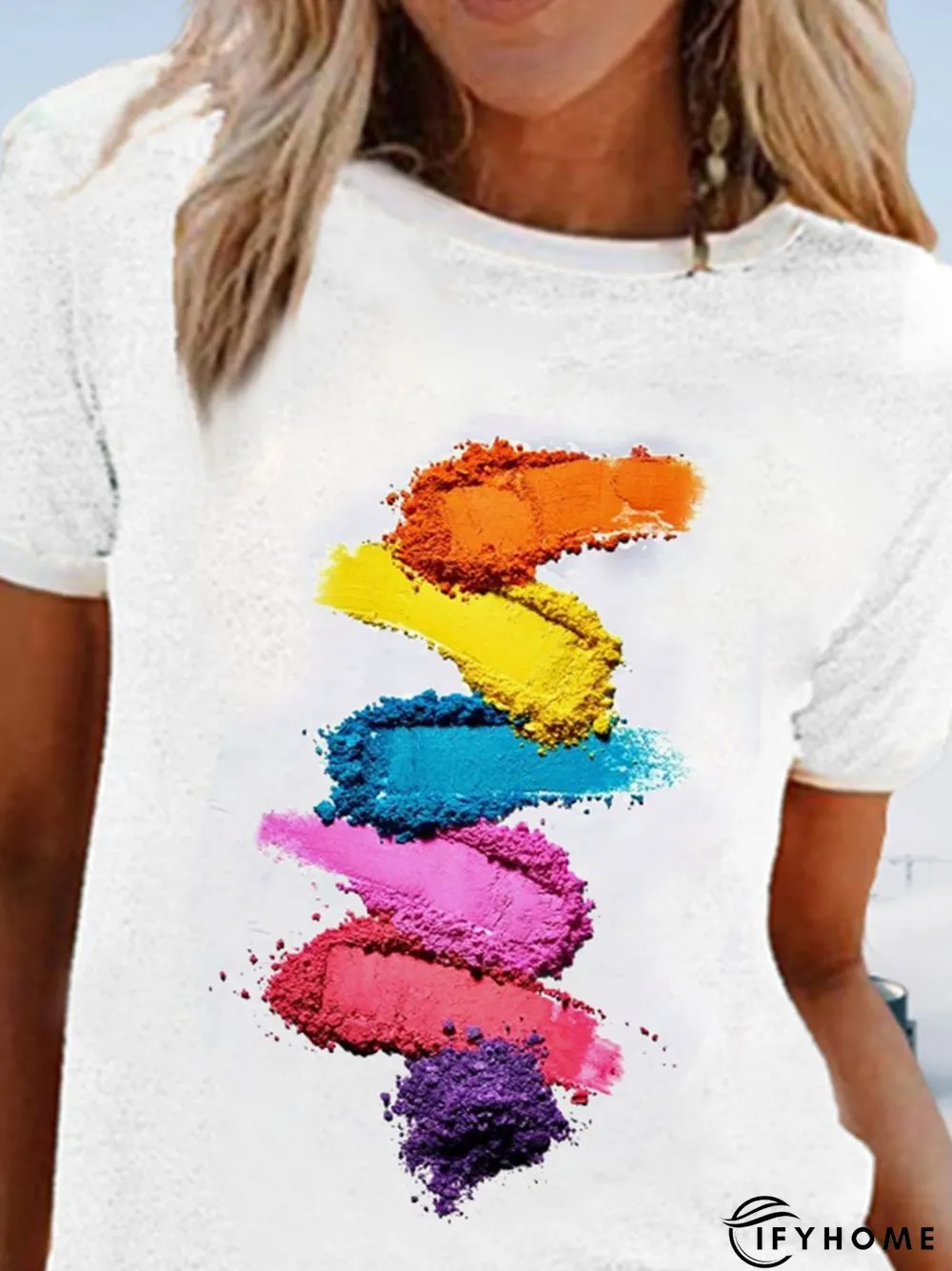 White Cotton Casual Short Sleeve T-shirt | IFYHOME