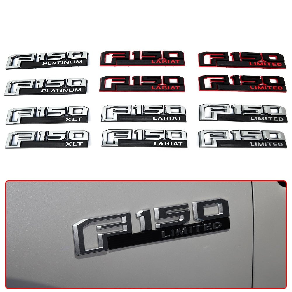 2pcs Ford F150 F150 LARIAT LIMITED PLATINUM XLT Fender Emblems Drivers Side Rear Sticker voiturehub dxncar