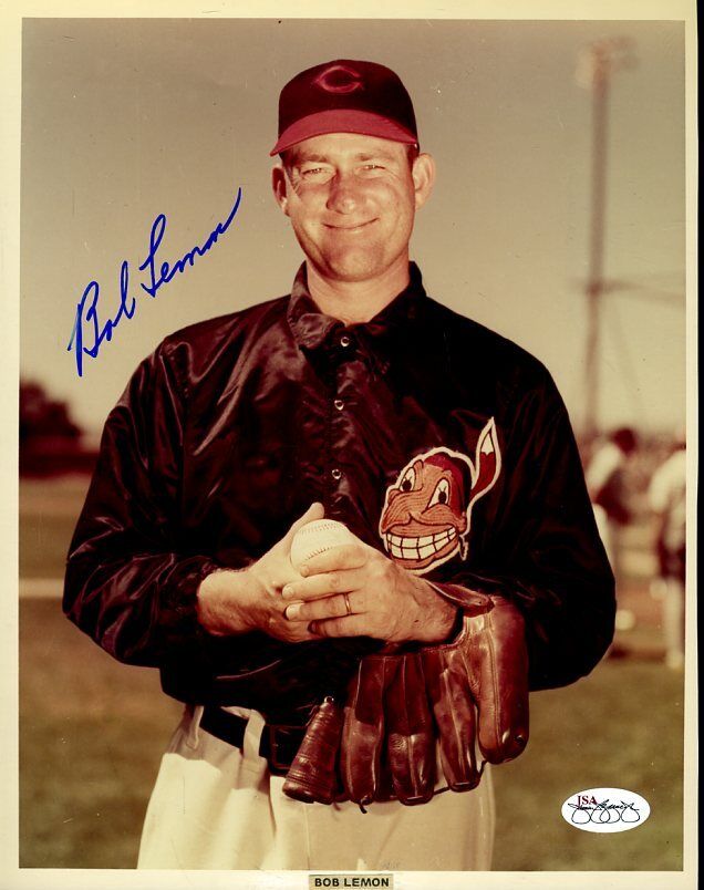 Bob Lemon Signed Jsa Cert Sticker 8x10 Photo Poster painting Authenticated Autograph