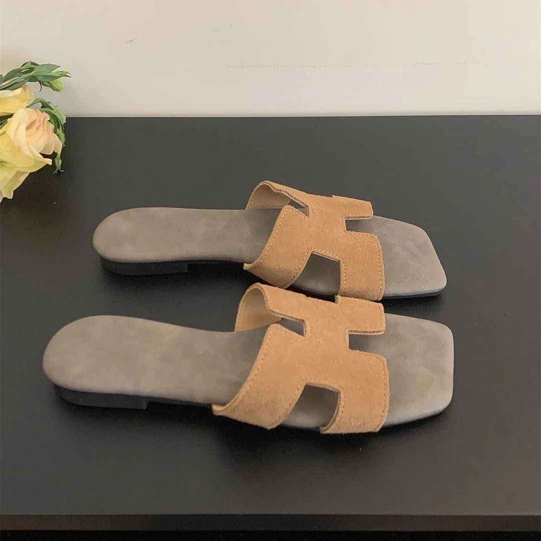 Breakj Breakj Women Wear Summer New Korean Cool Drag Soft Flat Bottom One-Word Drag Seaside Beach Shoes