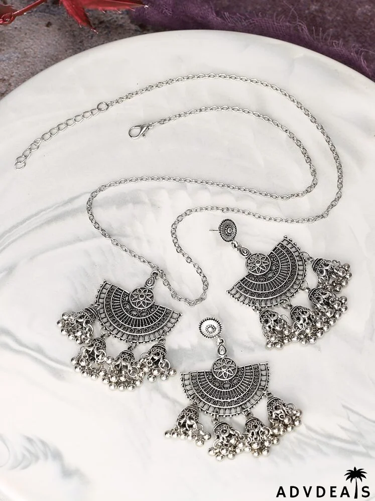 Jhumka Pendant Necklace & Drop Earrings