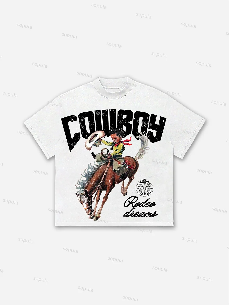 Cowboy Rodeo Dreams Print Cotton T-shirt