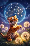 Luxury AB Velvet Diamond Painting Kit - Tiger and Dandelion