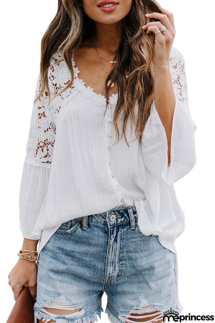 Crochet Lace Button Top