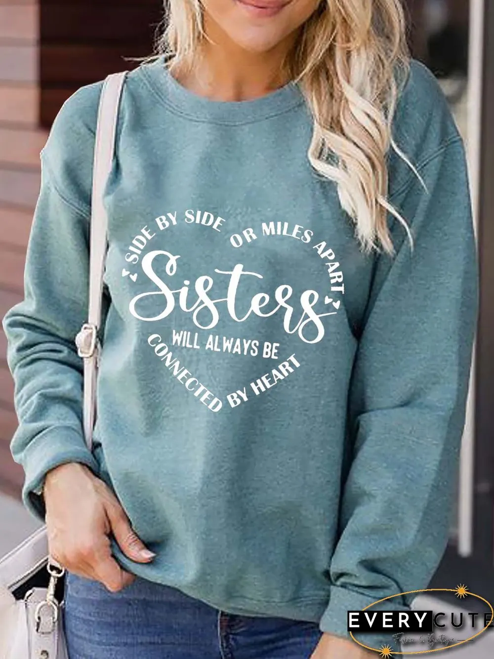 Crew Neck Text Letters Loose Sweatshirts
