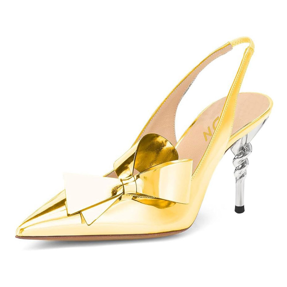 Sidney Bow Heel in Light Gold main image 1