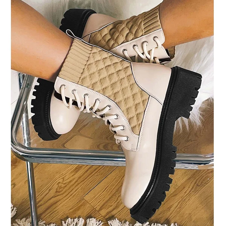 Chunky Platform Chelsea Ankle Boots Lug Sole Combat Booties