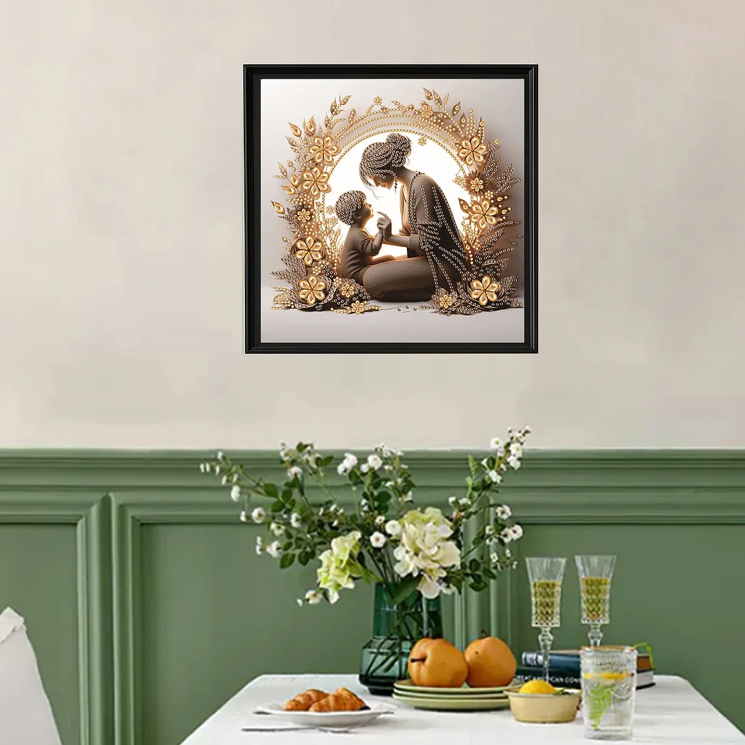 Diamond Painting - Partial Special Shaped Drill - Golden Mother Love(Canvas|30x30cm)