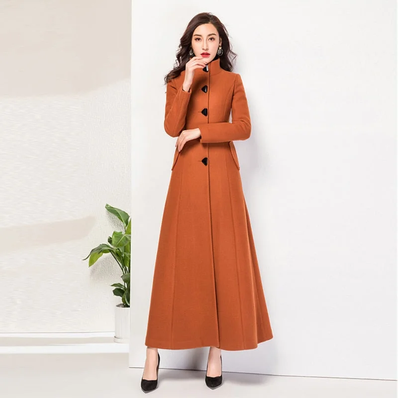 Suofun Solid Slim Plus Size Long Seelve 2021 Fashion New Women Mandarin Coat Women's OverCoat Female Girls Winter Wool Coats