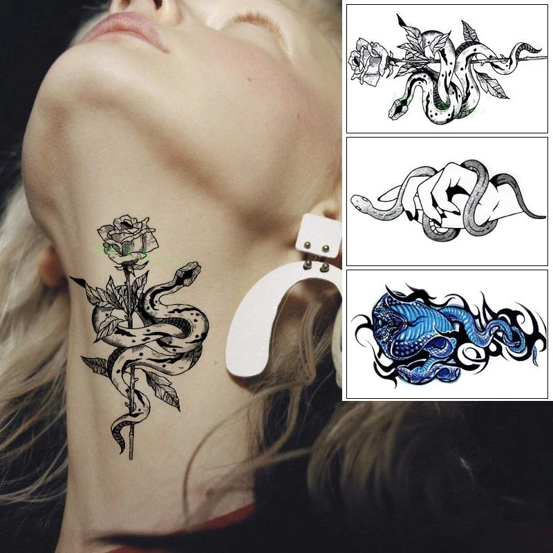 Waterproof Temporary Tattoo Sticker Sexy Snake Element Fake Tatoo Flash Tatto Body Art for Women Men tatuajes temporales