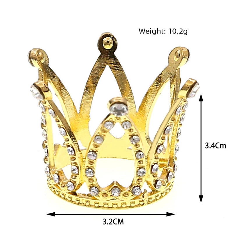 Children Round Cake Crown Gift Baking Decoration Accessories Birthday Alloy Water Drill Accessories Ornaments