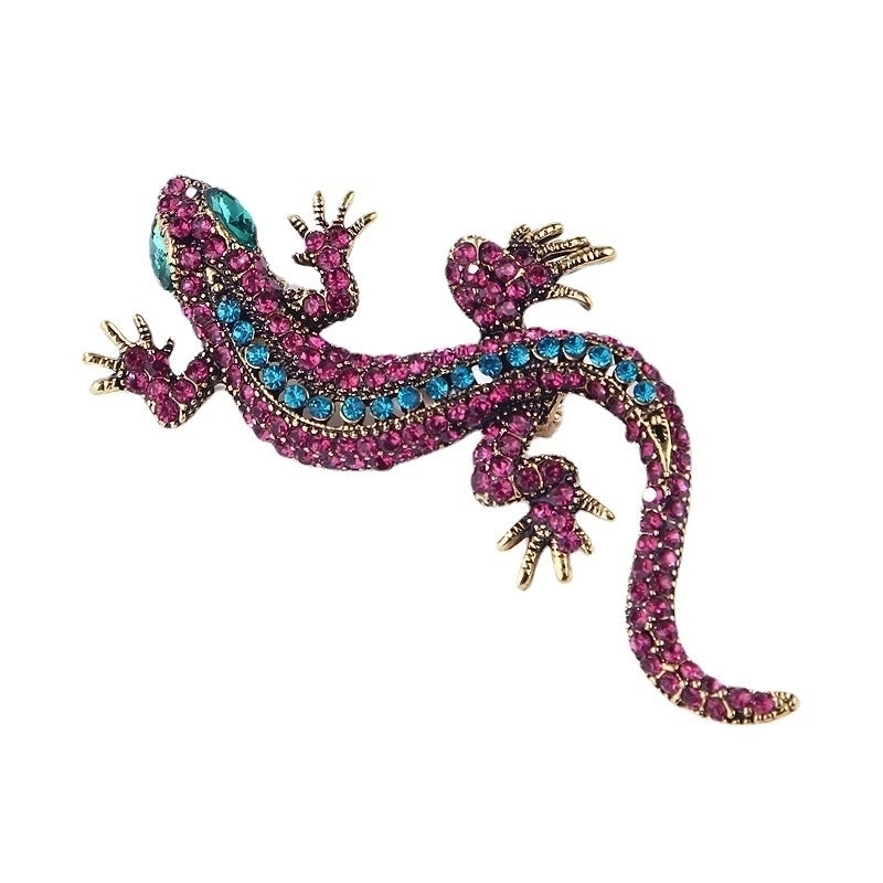 Fashion Pin Lizard Alloy Plating Inlay Rhinestones Unisex Brooches