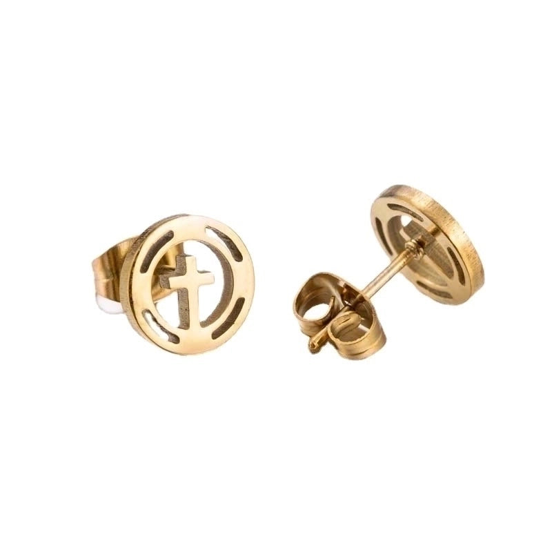 1 Pair Fashion Star Moon Tree Plating Hollow Out 304 Stainless Steel 18K Gold Plated Ear Studs