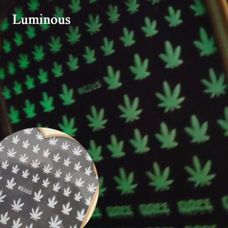 Fall Maple Leaves Design Nail Art 3D Decal Stickers Self Adhesive Weed Nail Sticker Weed Leaf Designs Tool Manicure Decoration-Nail Inspo