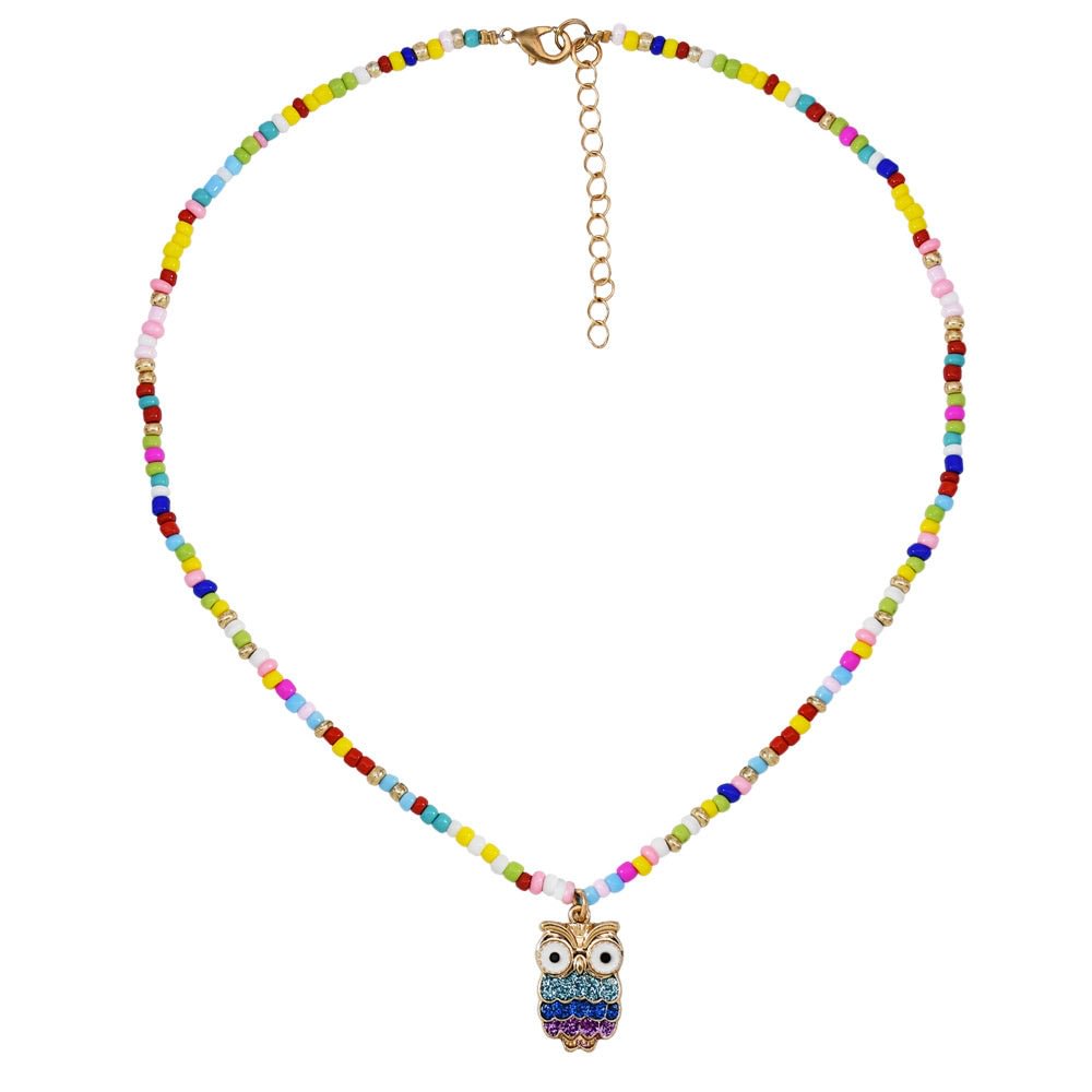 Women's Korea Owl Flower Pendant Necklace