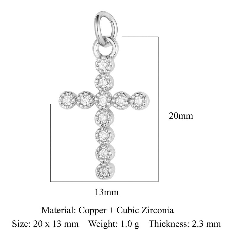 3 Pieces Copper Zircon 18K Gold Plated Cross Moon Eye